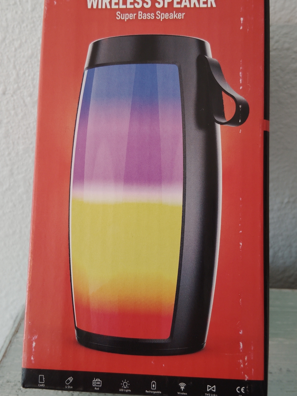 Portable Hand HELD Wireless Bluetooth Speaker in Black with Multicolor LED